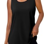 WIHOLL Tank Top for Women 2025 Loose Fit Sleeveless Workout Tops Summer Outfits Crewneck Athletic Running Shirts Activewear Black XL