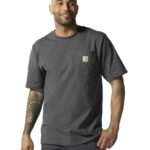 Carhartt Mens Loose Fit Heavyweight Short-Sleeve Pocket T-Shirt Work Utility t Shirts, Carbon Heather, Medium US